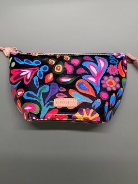 Consuela Black Multicolor Floral Zip Pouch